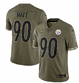Men's Pittsburgh Steelers #90 T. J. Watt 2022 Olive Salute To Service Limited Stitched Jersey